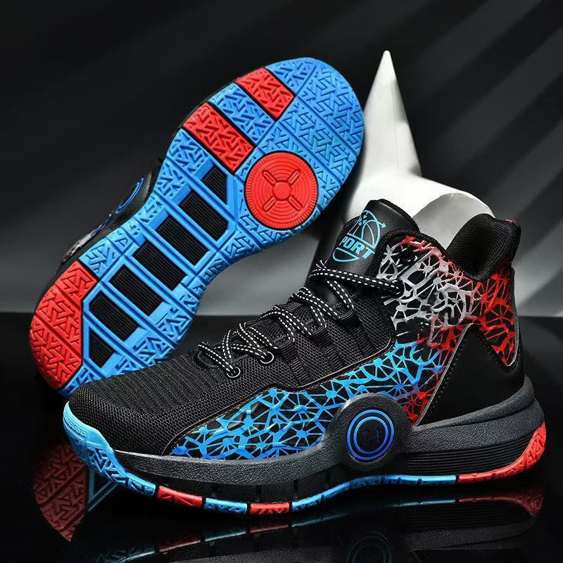 Zapatillas de baloncesto zapatos de hombre superficie de malla tejida voladora transpirable antideslizante resistente al desgaste combate real ligero suela suave zapatos de moda de caña alta
