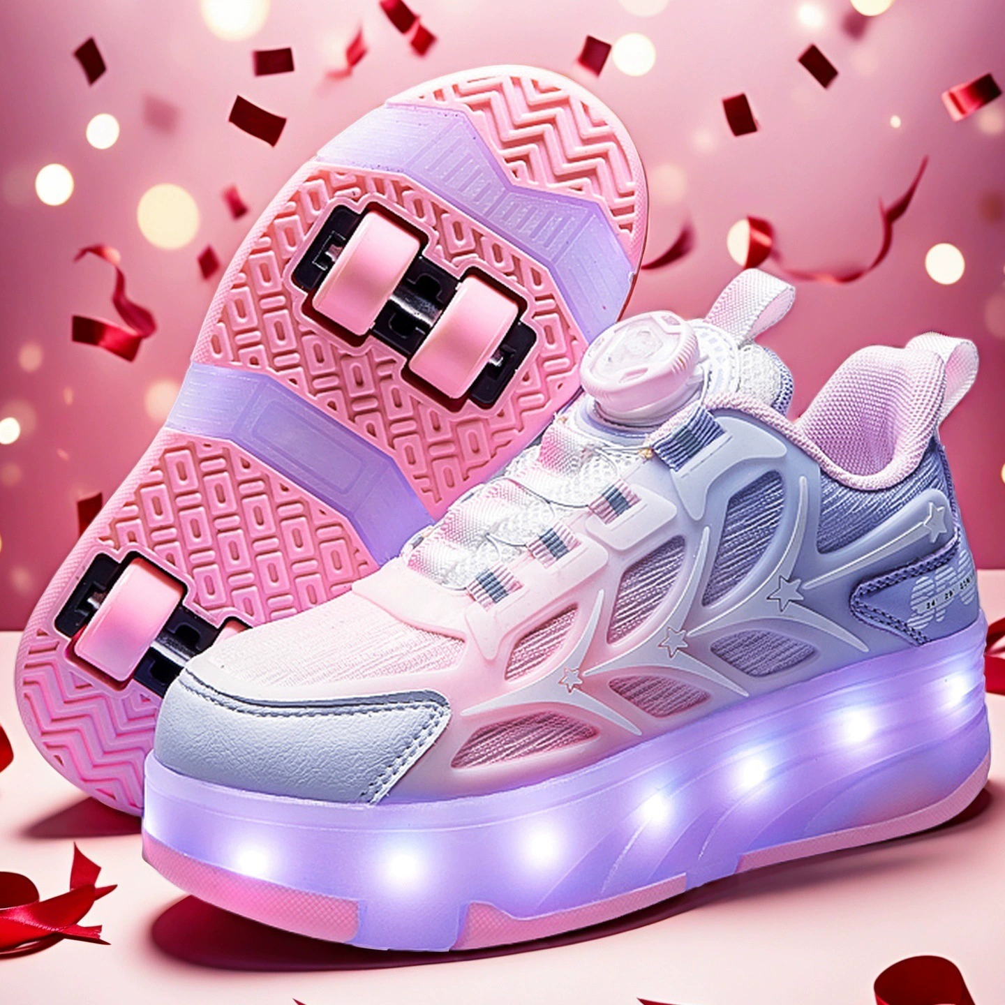 Дешевые детские четырехколесные роликовые коньки Heelys оптом для девочек, невидимые усадочные роликовые коньки, спортивные восьмиколесные коньки для студентов мужского пола