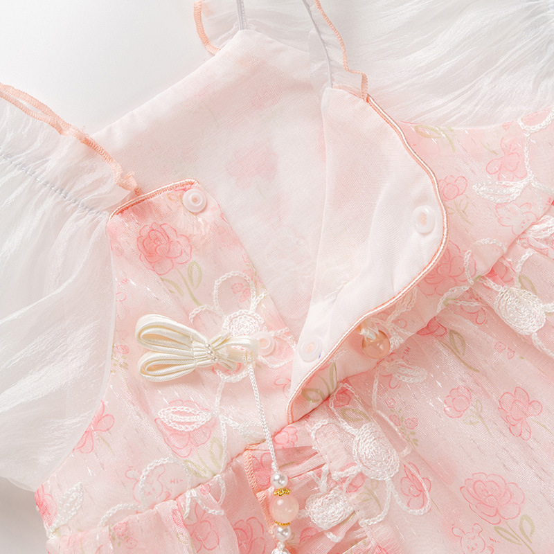 옷 새로운 여름 옷  소녀의 원피스 옷 보름달 백일 얇은 가방 뚱뚱한 원피스 여름