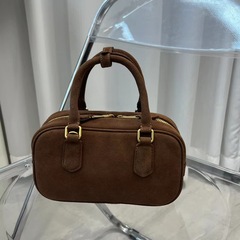 2025 新つや消し牛革ボストンボウリングバッグハンドバッグ本革女性のショルダーメッセンジャーバッグクロスボーダー卸売