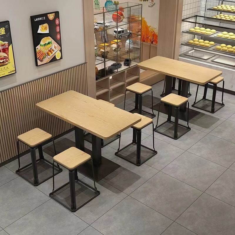 Noodle Restaurant Table and Chair Combination Breakfast Restaurant Milk Tea Shop Table and Stool Set Snack Bar Fast Food Table Catering Commercial