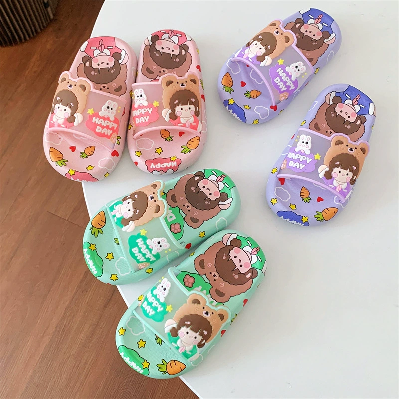 Летние тапочки Детские тапочки Летние мальчики Детские девочки Нескользящие Крытый мультфильм Мягкий дно Домашние пляжные тапочки