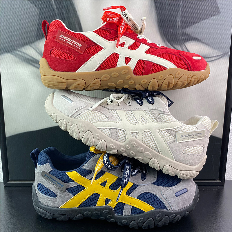 韩版真皮网面透气超火阿甘德训鞋女2025秋新款时尚百搭休闲运动鞋