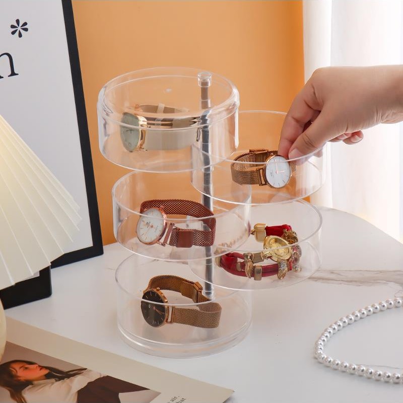 Ready-Stock Women's Watch Storage Box, Rotating Multi-Layer Watch Collection Display Box, Bracelet, Watch Strap, Jewelry Storage Box