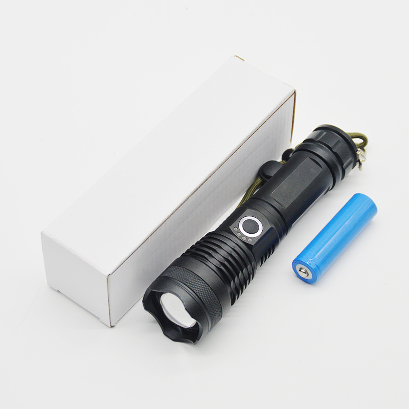 XHP50 Bright Flashlight Aluminum Alloy Telescopic Zoom USB Rechargeable Waterproof Outdoor Searchlight Flashlight