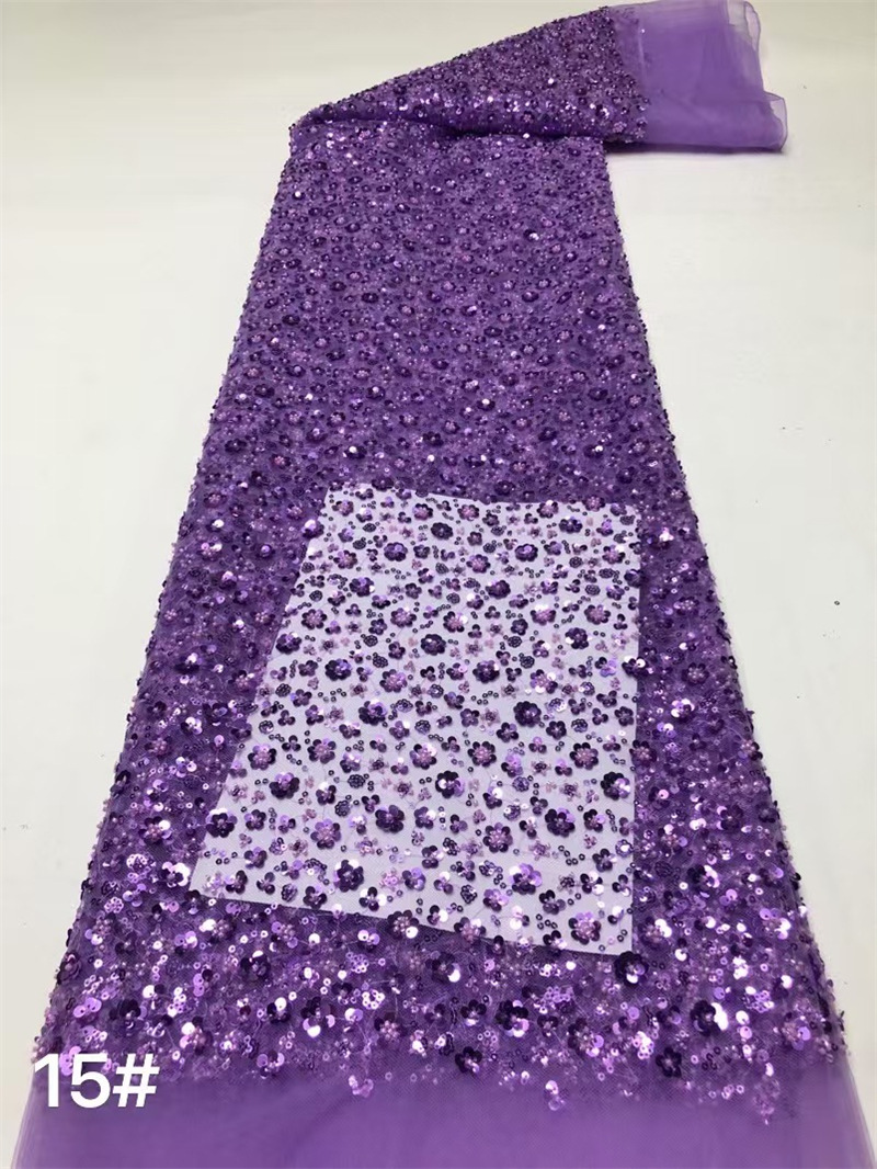 Tejido de lenteja de flor de ciruela, tubo de perlas bordado de lenteja, vestido de noche, tela de bordado de vestido de teatro, vestido de noche image 21