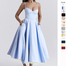 2025新款夏季欧美高级感公主礼服法式网纱大摆双层吊带连衣裙女