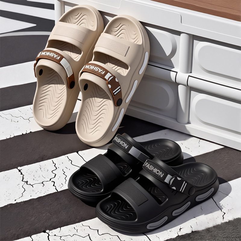 Men's Summer Outdoor Slippers With Two Straps, Top Quality Soft Sole, Comfortable To Walk On, Suitable For Home And Indoor Use,_voghion.com