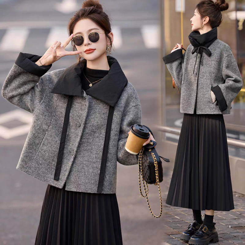 2025 New Autumn and Winter Double-Sided Cashmere Outwear for Women Korean Retro Short Lapel down Collar Elegant Woolen Outwear 2025 New Autumn and Winter Double-Sided Cashmere Outwear for Women Korean Retro Short Lapel down Collar Elegant Woolen Outwear