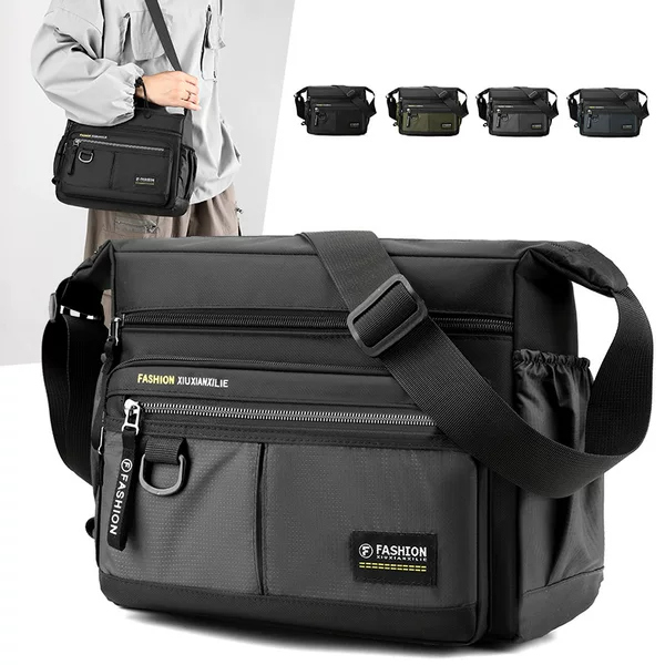 Large Capacity messenger bag men's Oxford cloth outdoor commuter bag multi-pocket canvas bag middle-aged dad men's shoulder bag
