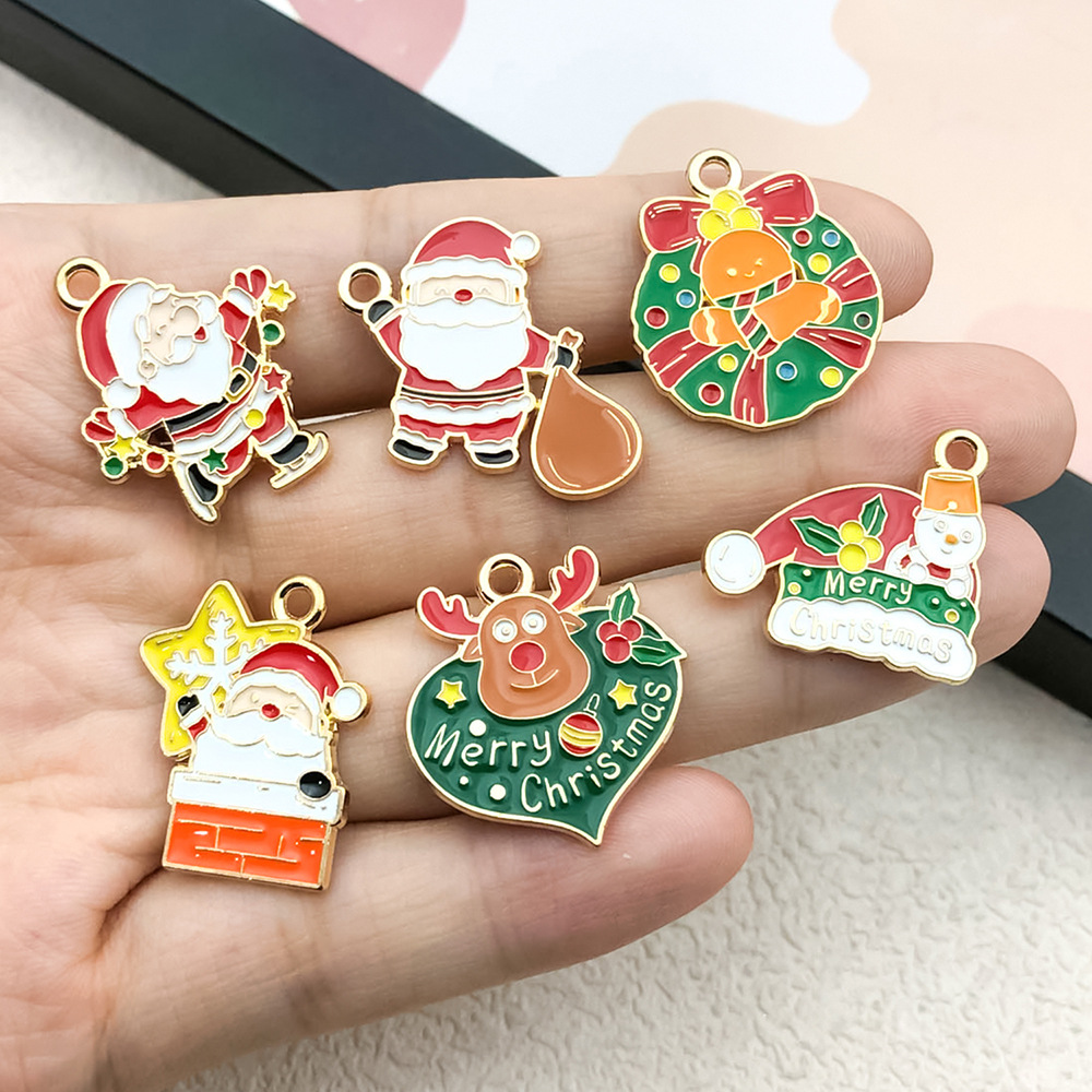 1 Piece 20 PCS/Package 16x23mm 17x22mm Alloy Christmas Tree Santa Claus Gingerbread Pendant display picture 5
