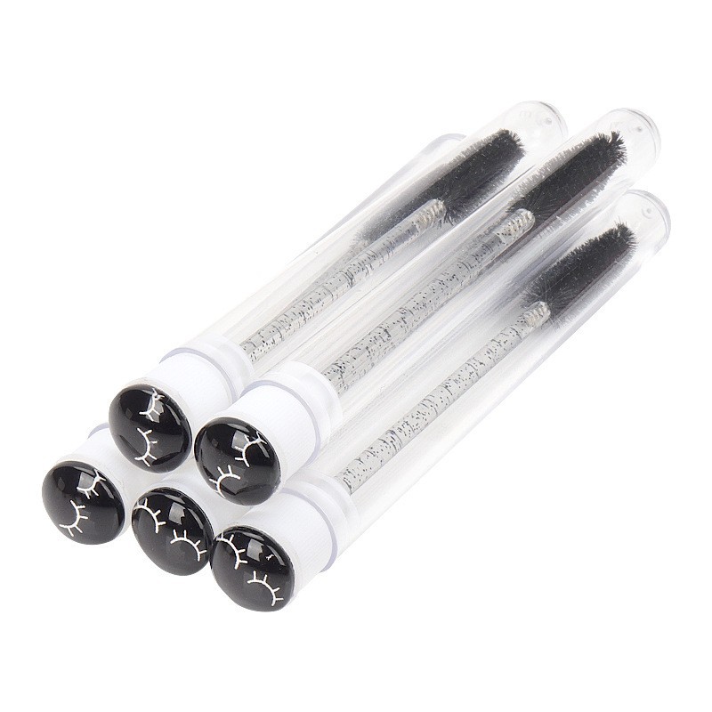 Cepillo para pestañas con tubo perforado, cepillo para pestañas desechable con varilla de cristal, peine para cejas, cepillo para pestañas portátil para maquillaje