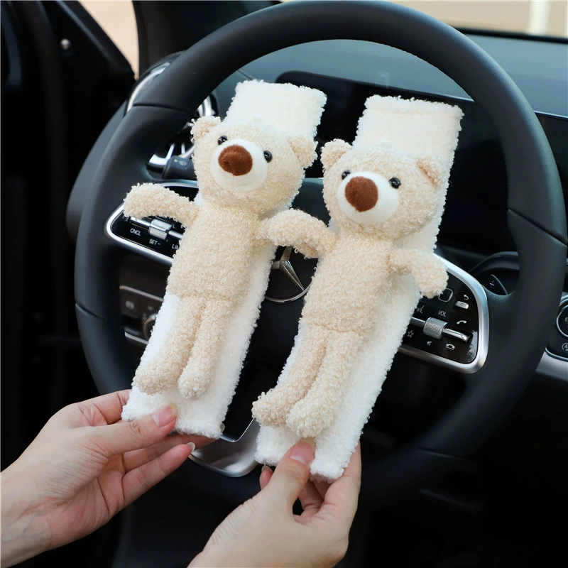 Ремень безопасности автомобиля плечевой чехол ягненок Бархат мультфильм автомобиль анти-Шея ремень безопасности милые принадлежности для салона автомобиля