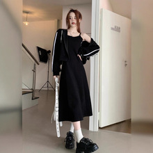 胖mm女装春秋新款吊带裙两件套小众卫衣洋气减龄无袖背心裙200斤