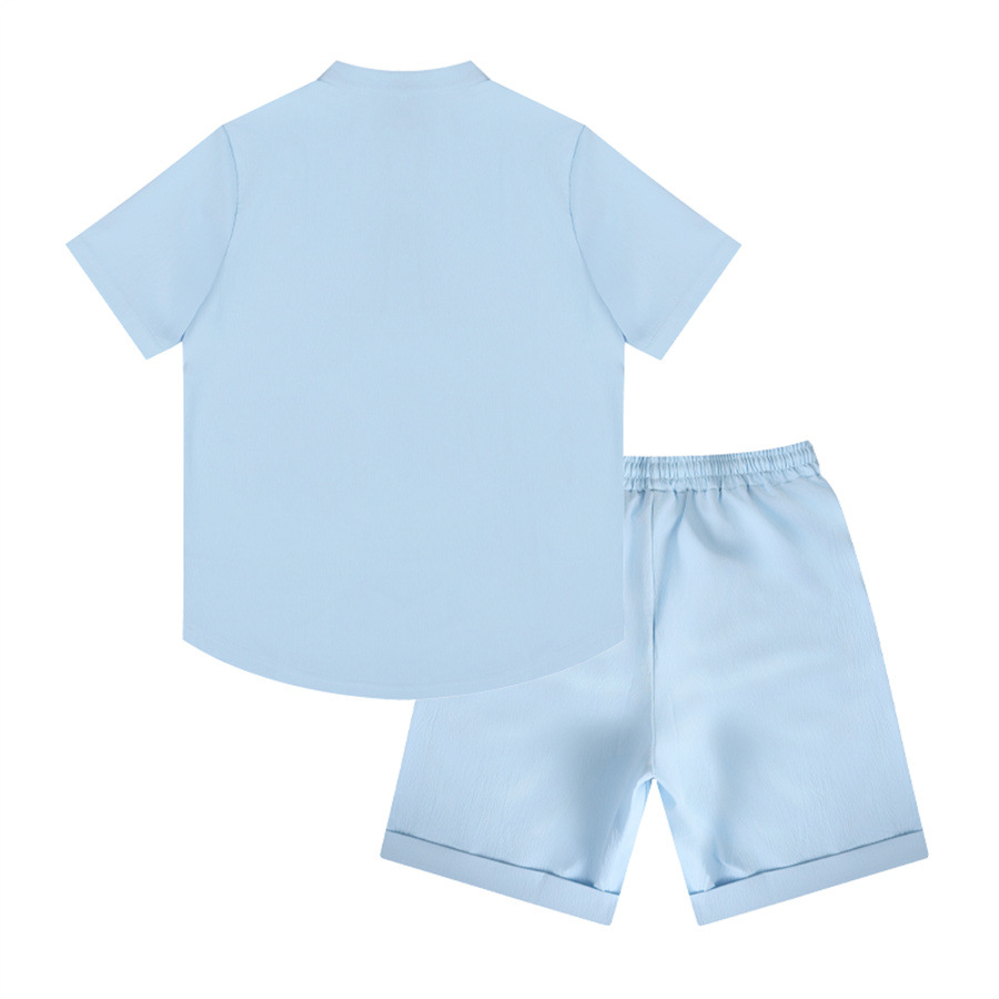 Men's Henley T-shirt And Shorts Set Casual Summer Solid Colour_voghion.com