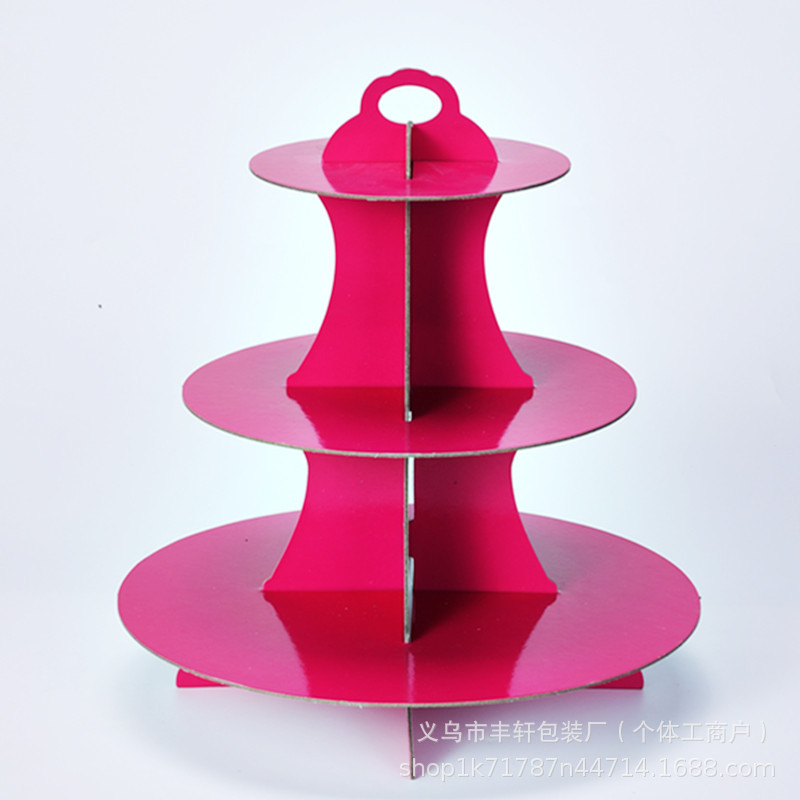 Soporte de pastel de tres capas de papel desechable Postre de fiesta de boda plegable Soporte de mesa para decoración de fiesta