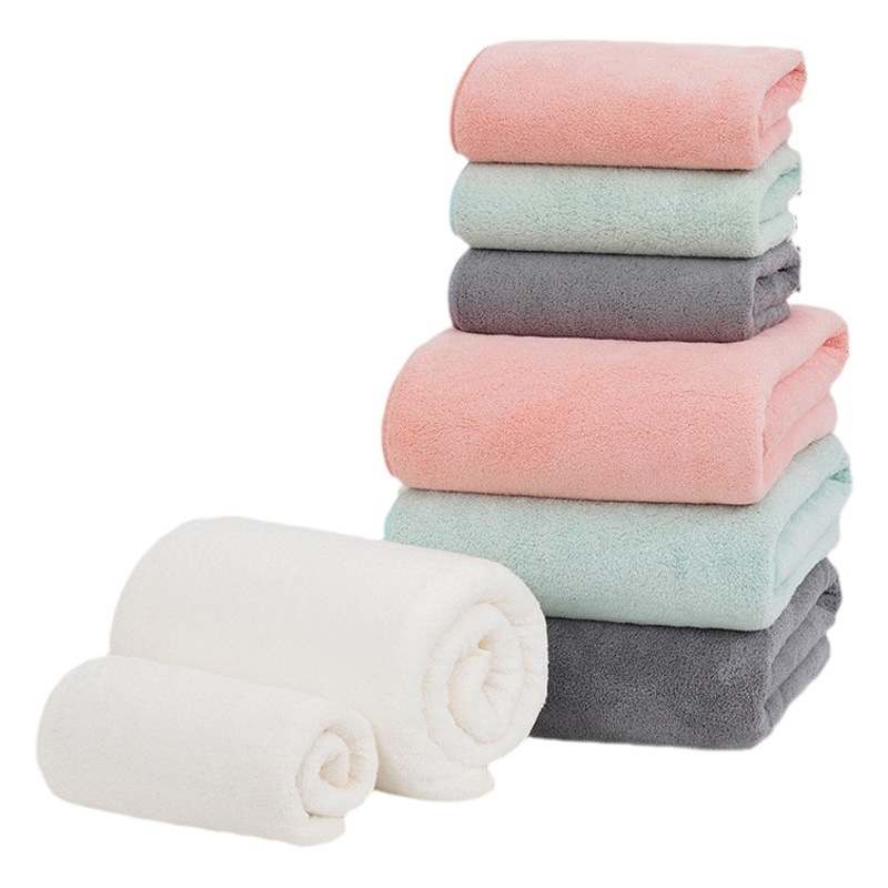 Yangge mismo coral lana engrosada toalla Toalla de baño traje de color sólido que el algodón absorbente hogar Toalla de cara suave