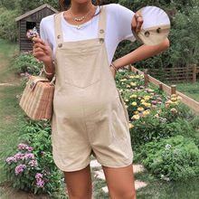 欧美外贸孕妇装春夏休闲透气孕妇裤五分裤可调整腰部背带孕妇短裤