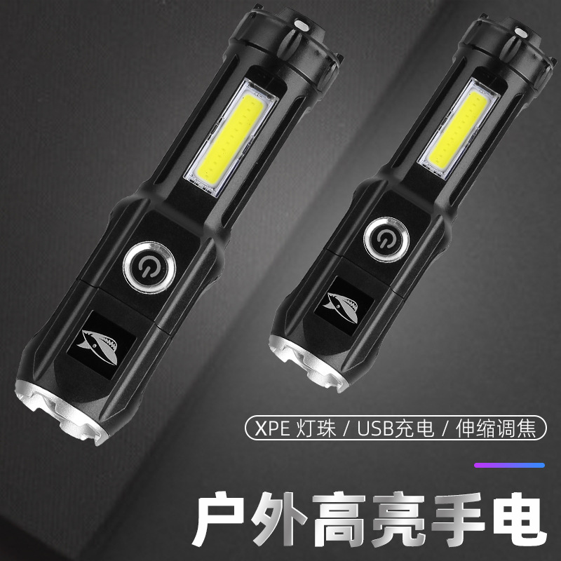 ABS luz fuerte linterna de enfoque portátil al aire libre hogar de uso común linterna de distribución linterna caliente