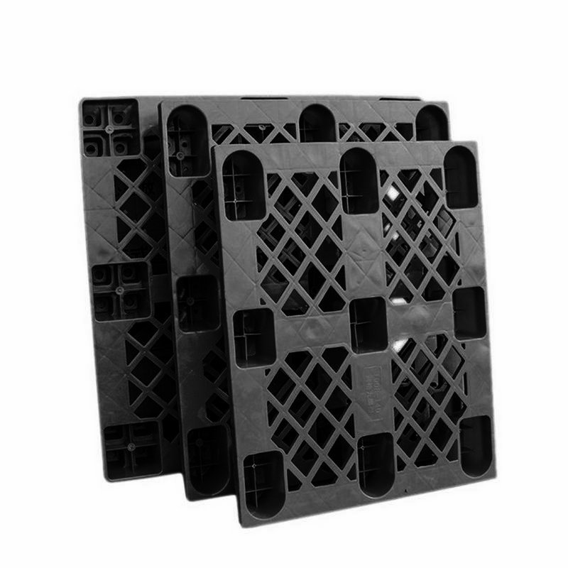 单面九脚黑色塑料卡板塑胶托盘叉车垫板防潮地台板仓储垫板栈板