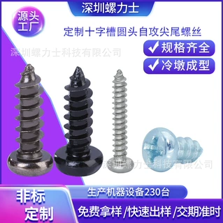 定做十字槽平头圆头自攻螺丝不锈钢镀锌定制厂螺丝钉热镀锌黑色