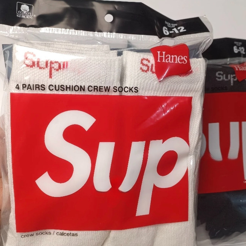 Sup Sports Socks Men's High-Tube Terry Socks 4 Pairs Pack Co-Branded Hanes Sweat-Absorbent Outdoor Sports Trendy Socks Export Socks Sup Sports Socks Men's High-Tube Terry Socks 4 Pairs Pack Co-Branded Hanes Sweat-Absorbent Outdoor Sports Trendy Socks Export Socks