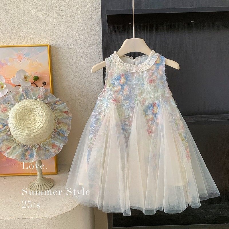 ノースリーブ女の子サマードレススパンコール新しい子供スタイルスカート夏超かわいいベストプリンセスドレス|undefined