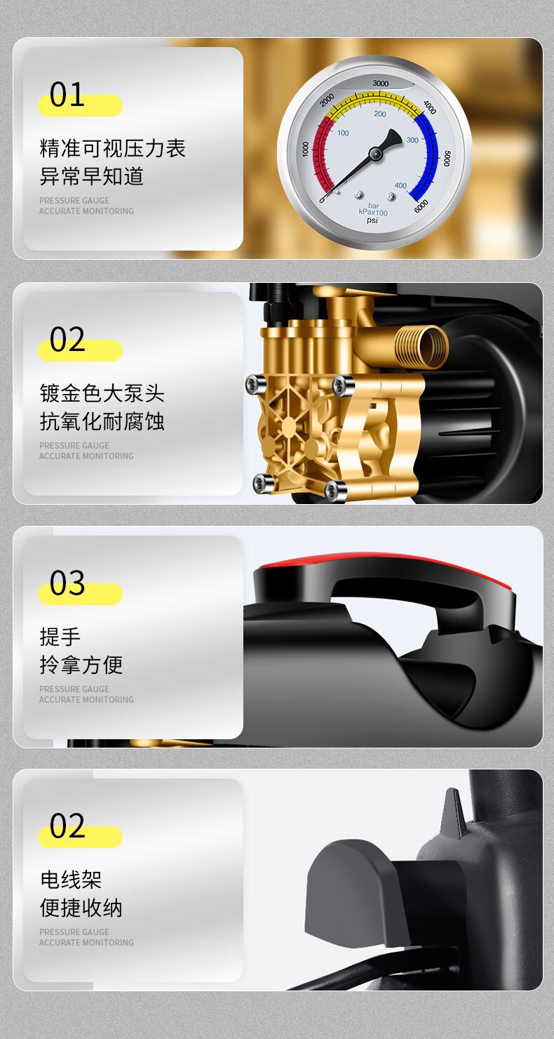 Hua Yiwo Car Washer High Pressure Water Gun Pump 220V Household Portable Car Wash Artifact High Power Cleaning Machine