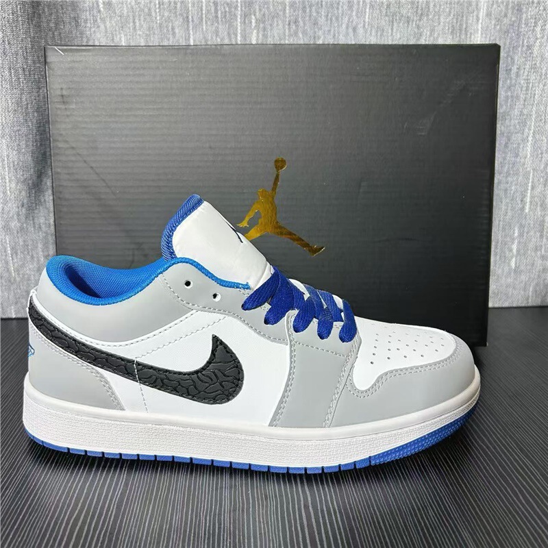 純粋なオリジナル AJ1 白黒青つま先ロートップトレンディなバスケットボールシューズキャンパス男性と女性の多用途カジュアルスポーツスケートボードシューズ|undefined