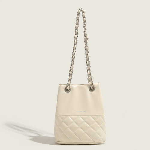 Xiaoxiangfeng bucket bag female Korean version ins popular rhombus chain commuter shoulder bag high-end texture crossbody bag