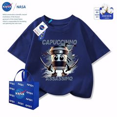 NASACabucinoAssasino コーヒーニンジャ外国山海経柄中型子供用半袖トップス