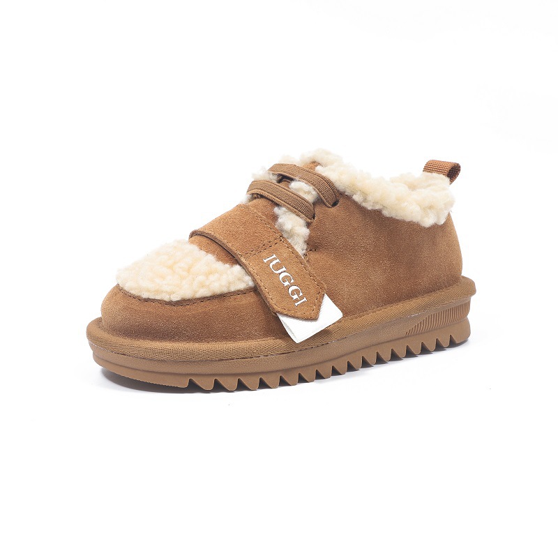 Winter Teddy fleece children's snow boots for men and women, non-skid plush cotton children's shoes, genuine leather_voghion.com