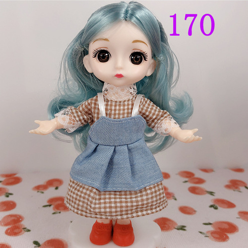 17cm 8 points bjd13 joint 6 inch dress up doll denim wedding dress ob11 clothes suit girl birthday accessories