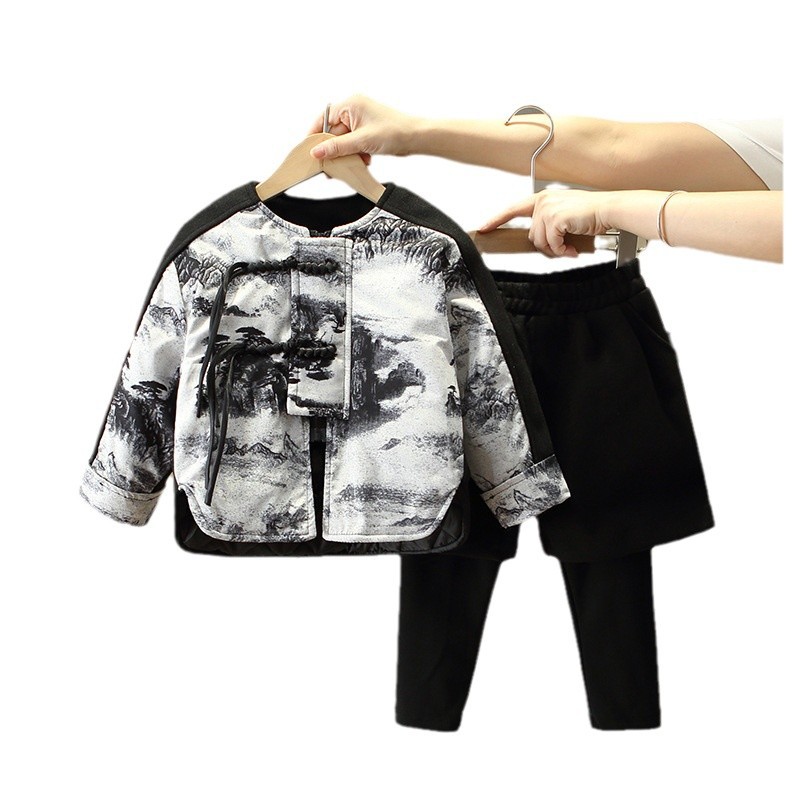 6550 Ropa para niños de estilo nacional, nuevos trajes chinos para niños, modelos de otoño e invierno, ropa de invierno para niños más terciopelo, trajes de niños engrosados, Hanfu