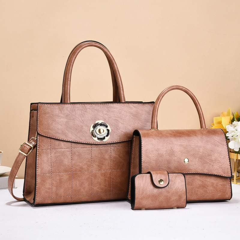 Bolso de tres piezas con textura, bolso de tres piezas, bolso de mensajero de un solo hombro para mujer nuevo 2025, bags transfronterizos