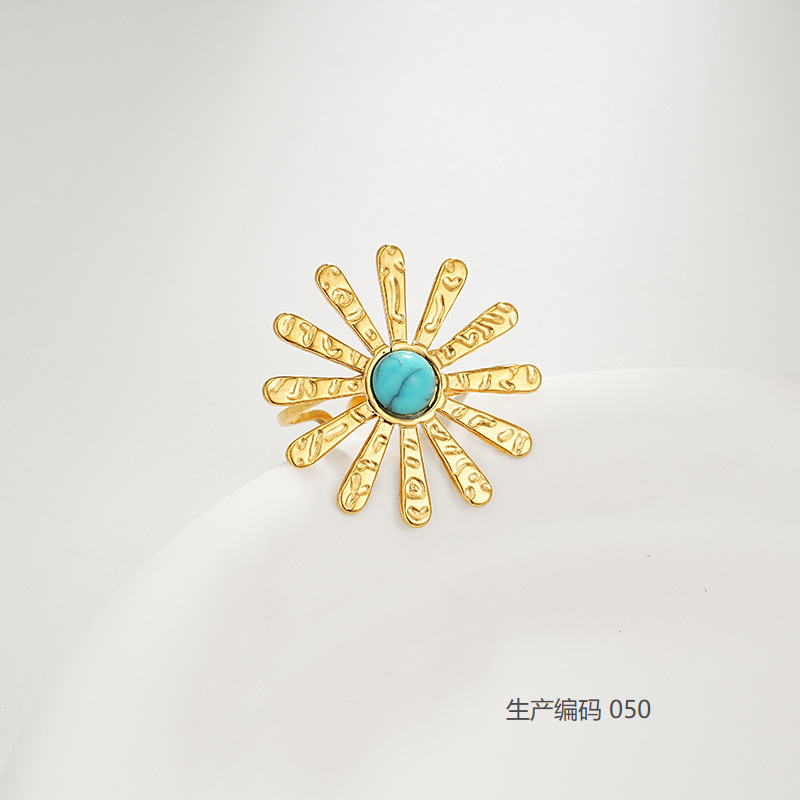 Blue diamond stainless steel, flowered, 30.8mm