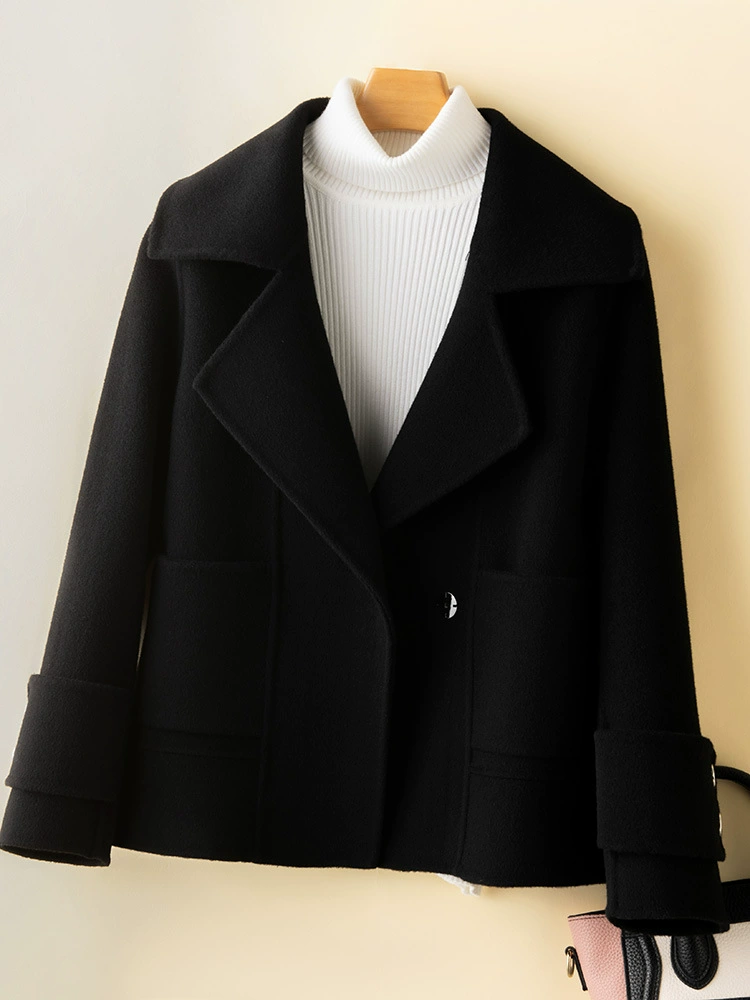 Демисезонное женское пальто с двусторонним окрашиванием, slim-fit, для тинейджеров, черное/бежевое/кэмэл