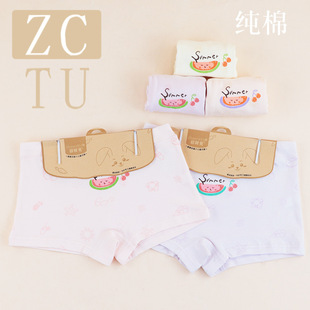 Bring in Wealth and Treasure Rabbit Kidsren's Underwear Card Headwear Female Students Pure Cotton Girls Baby Boxer Cartoon Underwear Factory Direct Sale