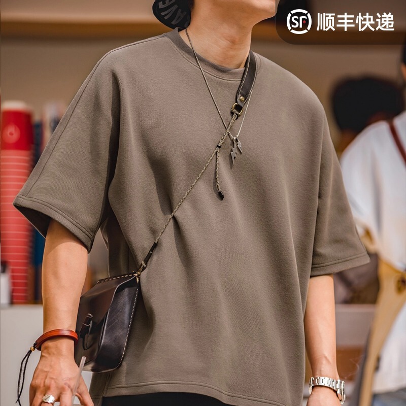 Madden Workwear American Retro Pique Air Cotton T-Shirt Spring and Summer Loose Silhouette Splicing No-Iron Short-Sleeved Tee Men's Trendy Madden Workwear American Retro Pique Air Cotton T-Shirt Spring and Summer Loose Silhouette Splicing No-Iron Short-Sleeved Tee Men's Trendy