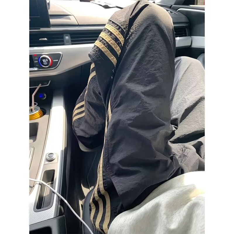 American Style Retro Striped Casual Pants Men's Summer New Fashion Brand Three Bar Quick-drying Pants Straight All-match Sports Pants