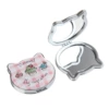 Cat head shape double-sided bread PU princess magnetic buckle mirror-75*80mm
