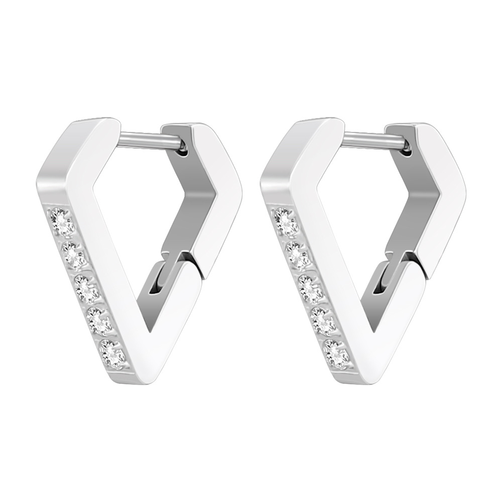 Pendientes hexagonales geométricos de acero inoxidable en forma de U, pendientes sencillos, clips triangulares cuadrados de acero de titanio.