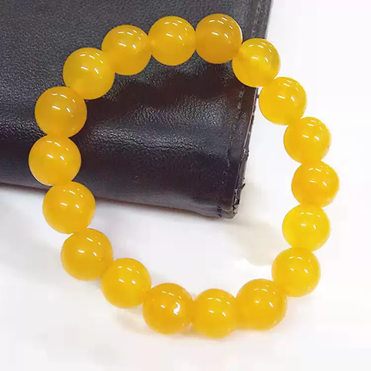 新款仿黄玉髓珠手链 12MM珠简约款男女手串 直播网红礼品饰品批发