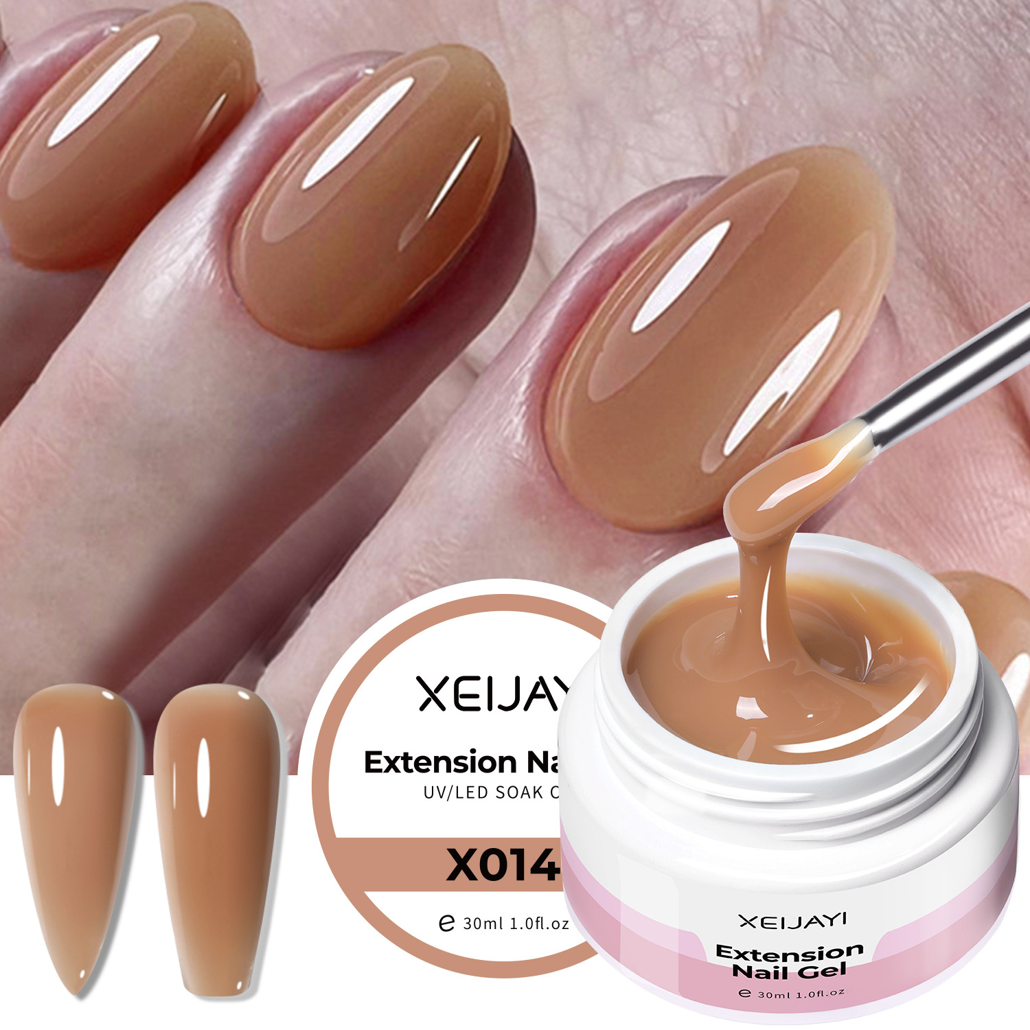 2025 nueva construcción de cristal marrón desnudo extensión pegamento de esmalte de manicuras extensión pegamento funcional de manicuras