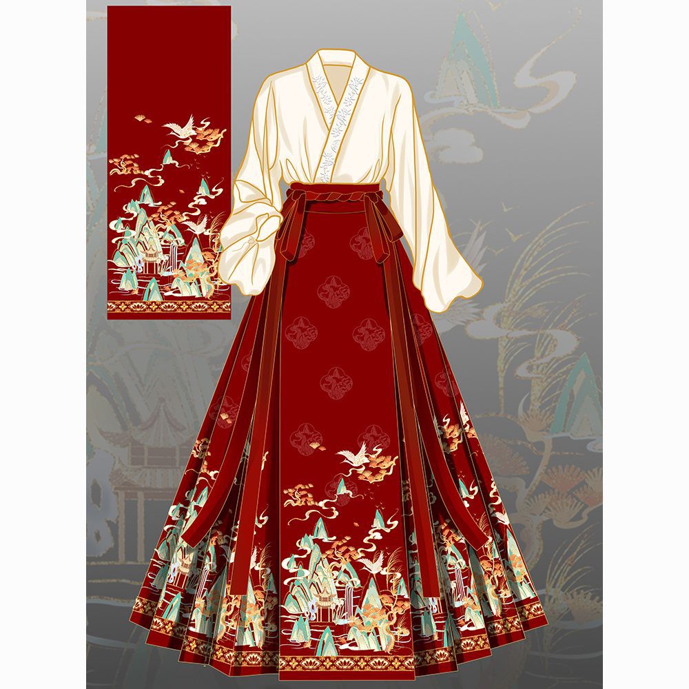 新中式套装2024新款汉服女马面裙全套一整套 典雅 中国风古装