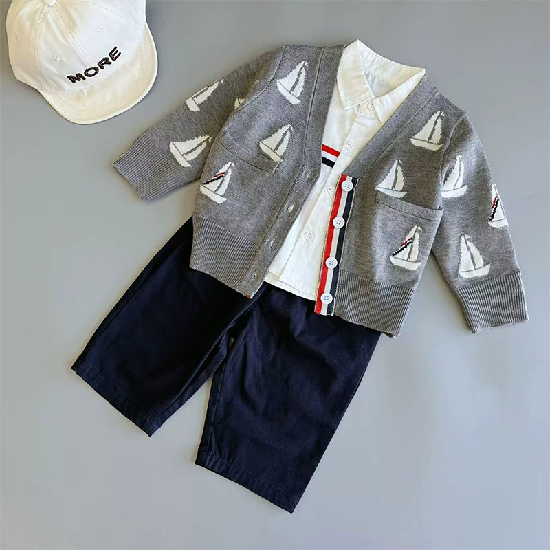 Детские свитера Кардиганы Мальчики Девочки Детские свитера пуловер вязаный костюм Весна и Осень Тонкий свитер