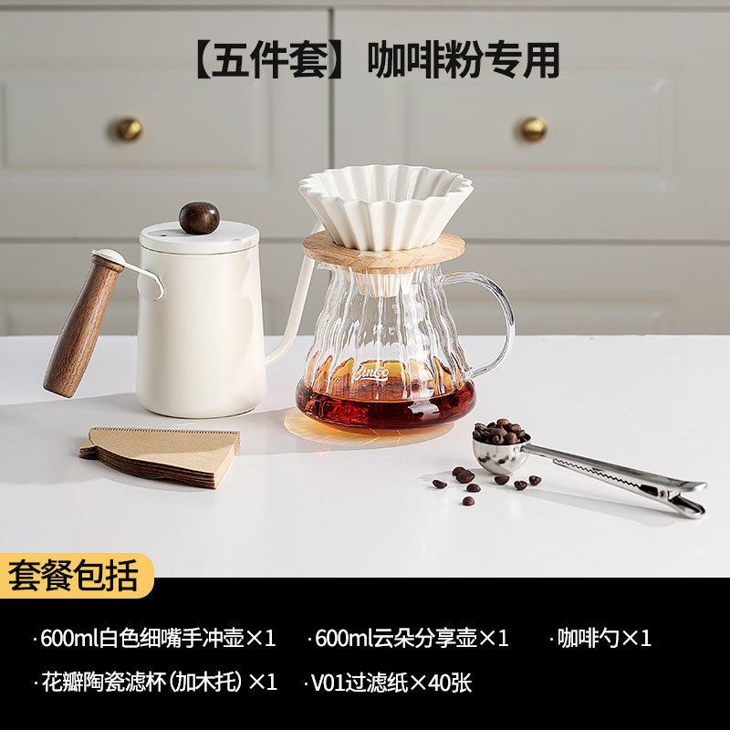 Conjunto de cafetera de café Bincoo, conjunto completo de cafetera de café, filtro para compartir, molino de café, mano doméstica