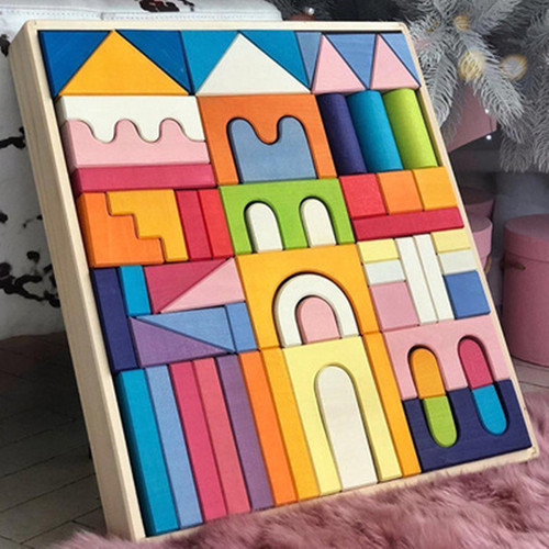 Cross-border German beech pyramid ladder large rainbow building blocks assembly toys children's early education enlightenment Jenga