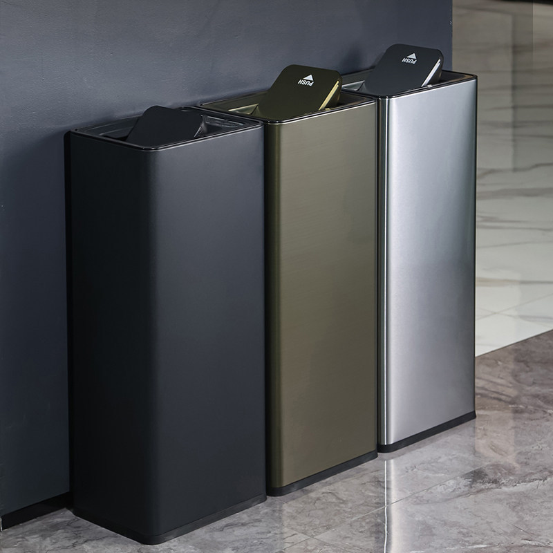 Stainless Steel Bathroom Paper Towel Trash Can with Swing Lid, Large Commercial Trash Can for Office Lobby and Hallway