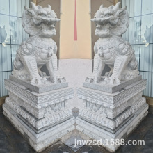 大门口石雕瑞兽定制 公墓石像生制作价格 厂区石头动物雕刻图大全